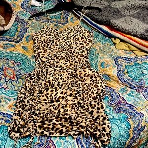 scrunched cheata print dress , ( tight fit but stretchy )